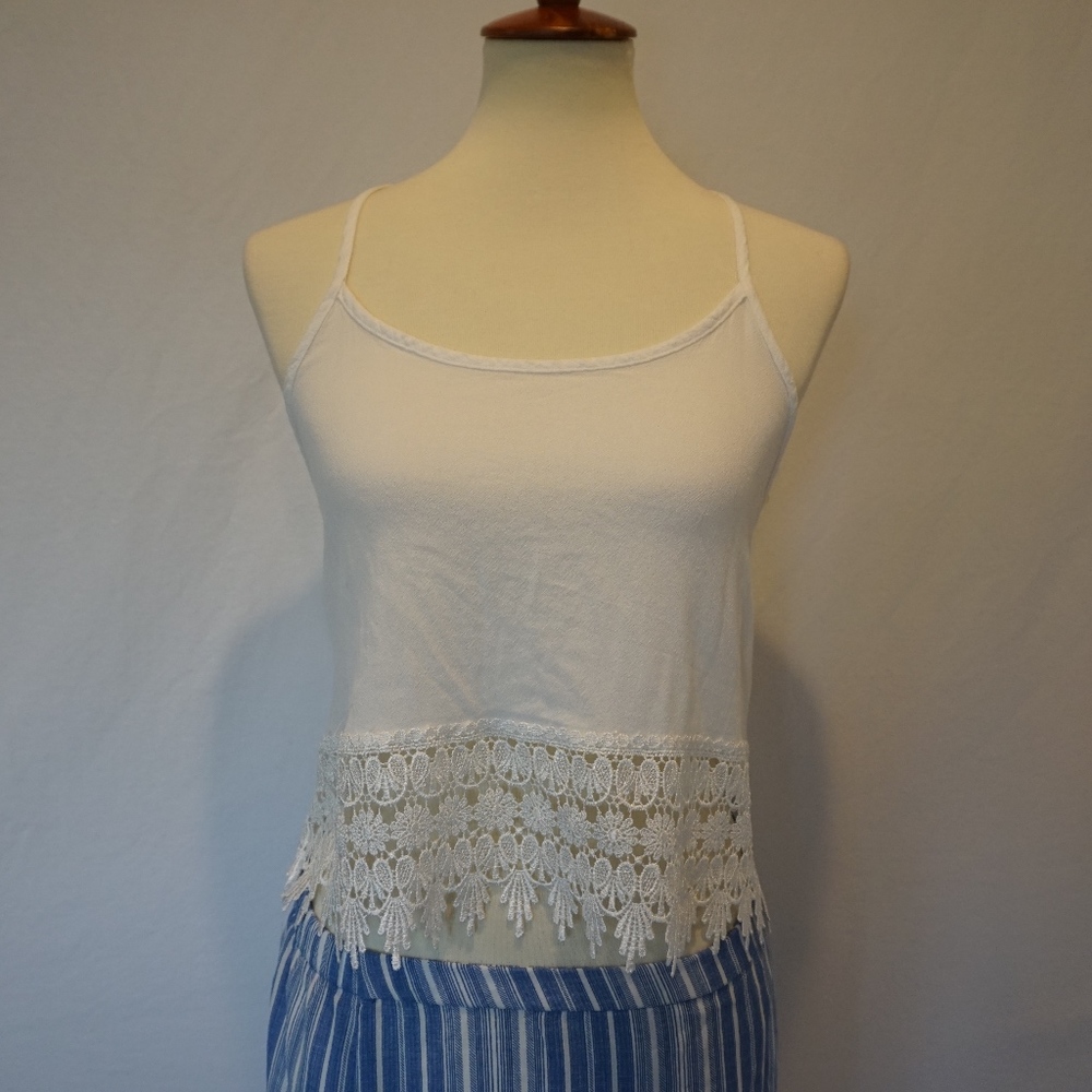 Tank Top with Lace Bottom Trim